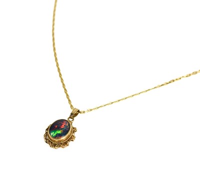 Lot 147 - An 18ct gold necklace with 9ct gold and opal...