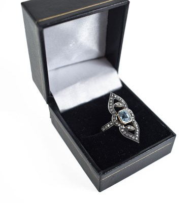 Lot 146 - A silver gilt, paste and blue topaz set dress...
