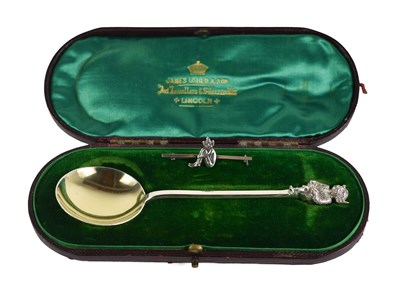 Lot 351 - A Lincoln Imp silver spoon, with gilt bowl,...