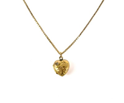 Lot 145 - A 9ct gold heart form locket pendant necklace,...