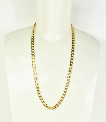 Lot 252 - A 9ct gold flat curb link necklace with crab...