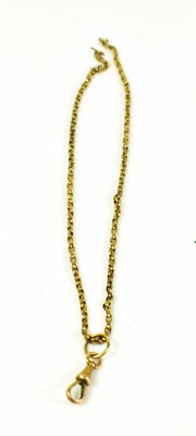 Lot 168 - A yellow metal belcher chain, tested as 9ct...