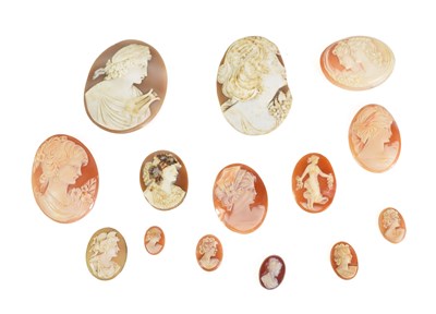 Lot 28 - A group of 19th century and later carved shell...