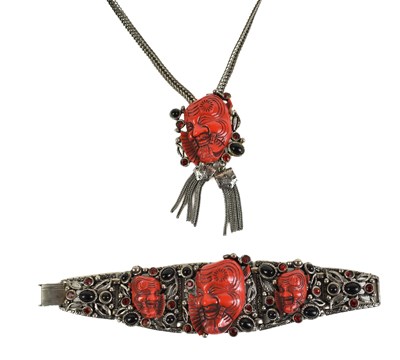 Lot 152 - A vintage Selro Noh Okina devil mask pendant...