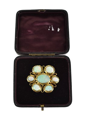 Lot 12 - A yellow metal and opal 19th century brooch,...