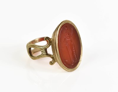 Lot 237 - A 9ct gold and carnelian intaglio Roman style...