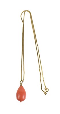 Lot 202 - A yellow metal and coral necklace, the large...