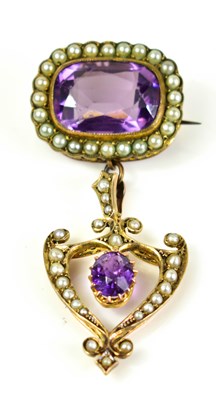 Lot 8 - A Victorian yellow, amethyst and seed pearl...