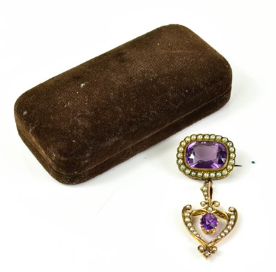 Lot 8 - A Victorian yellow, amethyst and seed pearl...