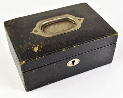 Lot 35 - A late Victorian black leather jewellery box...