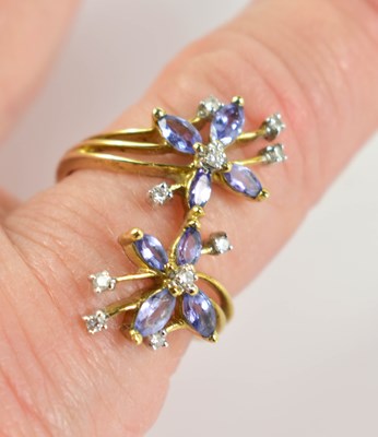Lot 127 - A 9ct gold, diamond and amethyst double...