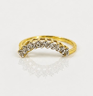 Lot 97 - A 14ct gold and diamond crescent ring, size N,...