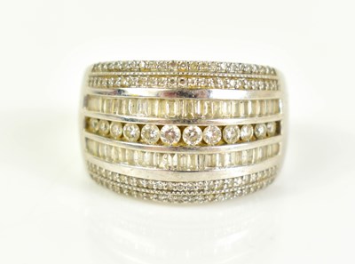 Lot 187 - A 9ct white gold and diamond ring, the...