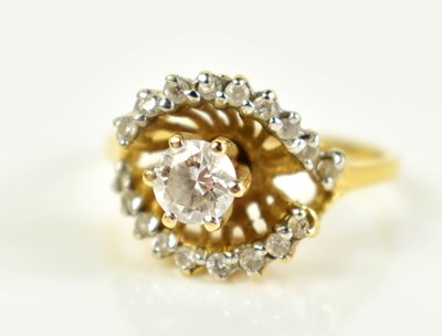 Lot 162 - A 14ct gold and cubic zirconia 'eye' ring, the...