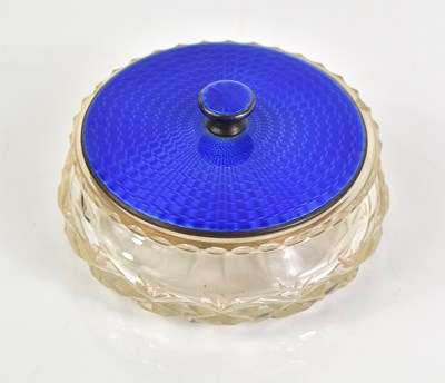 Lot 385 - A George V silver and guilloche enamel topped...