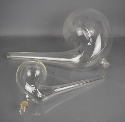 Lot 18 - A large antique chemistry glass retort flask...