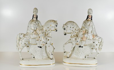 Lot 94 - A pair of 19th century flat back Staffordshire...