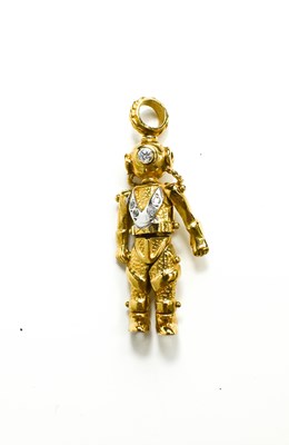 Lot 189 - A 9ct gold articulated deep sea diver pendant,...