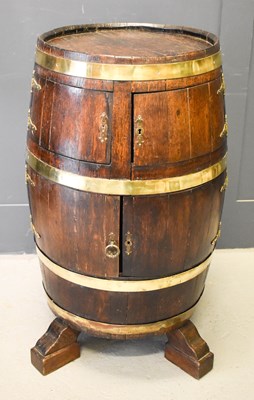 Lot 217 - A 19th century oak coopered barrel drinks...