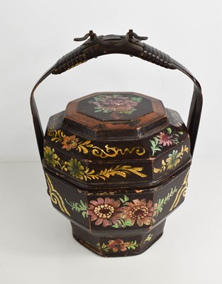 Lot 500 - A Chinese early 20th century painted lacquered...