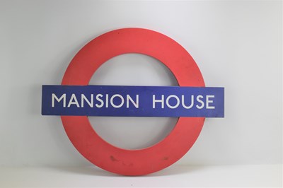 Lot 275 - A vintage Mansion House wooden underground sign.