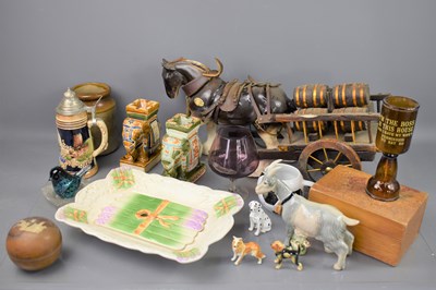Lot 272 - A ceramic Shire horse and cart together with a...
