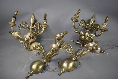 Lot 47 - Three pairs of silvered Belgium wall lights...