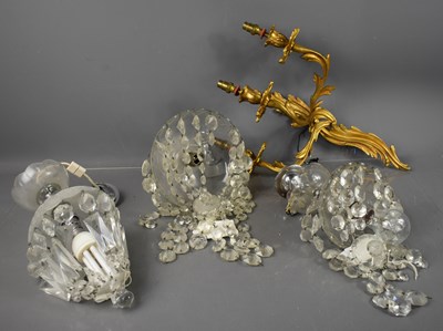 Lot 86 - Three cut glass waterfall type ceiling lights,...