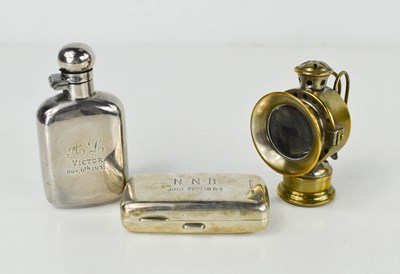 Lot 1 - A silver box engraved with initials NNB, June...