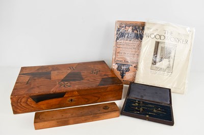 Lot 39 - An antique parquetry box together with a treen...