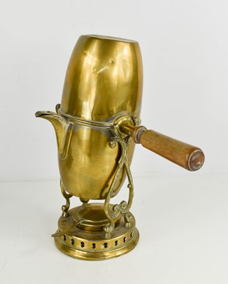 Lot 40 - A French brass antique coffee percolator on...