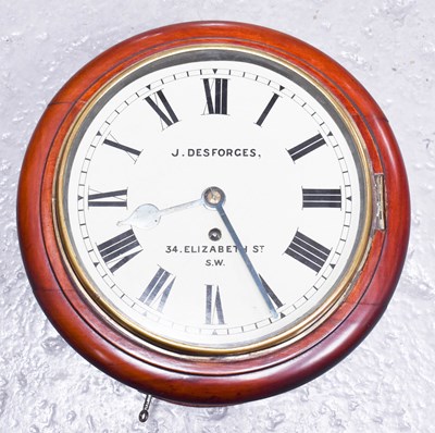 Lot 19 - J Desforges mahogany wall clock, of circular...