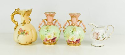Lot 71 - A Royal Worcester blush ivory vase painted...