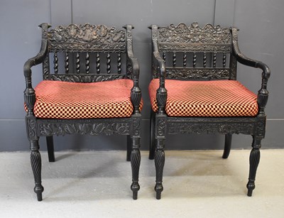 Lot 272 - A pair of exeptional Anglo Indian ebony carved...