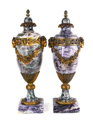 Lot 21 - A pair of early 20th century French Blue John...