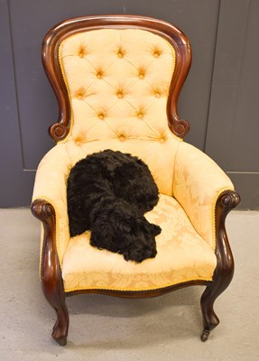 Lot 231 - A Victorian mahogany and cream/yellow...