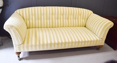 Lot 268 - A Victorian cream upholstered settee, with...