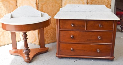 Lot 253 - A Victorian mahogany wash stand with marble...