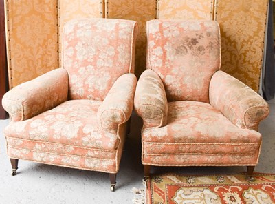 Lot 271 - A pair of antique Howard style upholstered...
