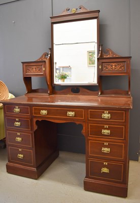Lot 262 - An Edwardian mahogany inlaid dressing table,...