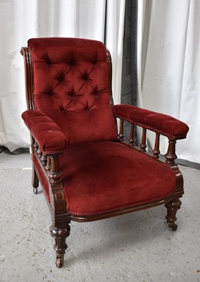 Lot 250 - A Victorian mahogany armchair, upholstered in...