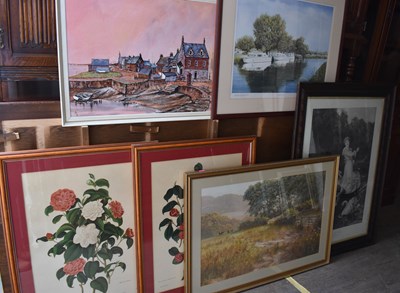 Lot 85 - A group of pictures, to include two floral...