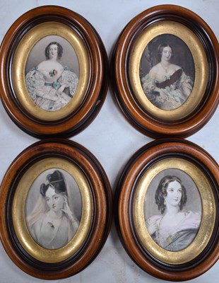 Lot 64 - A set of four Victorian oval prints in...