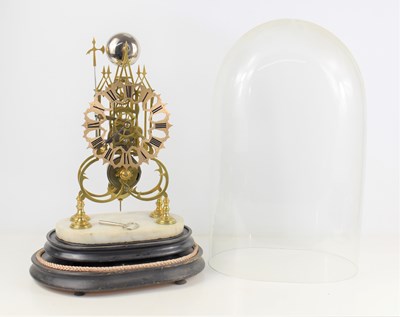 Lot 36 - A Mid 19th Century brass skeleton clock, with...