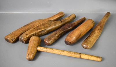 Lot 220A - A collection of treen lead beaters, and hammer.