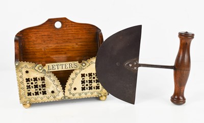 Lot 222A - A Victorian oak and brass letter holder, the...