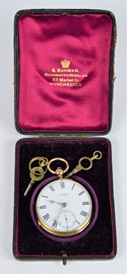 Lot 74 - An 18ct gold cased pocket watch by S. Burman...