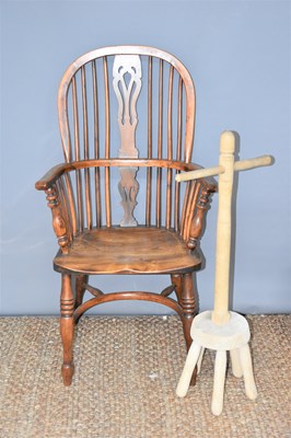 Lot 491 - A yew and elm wood Windsor chair with bent...