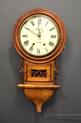 Lot 39 - A 19th century walnut and mahogany cased drop...