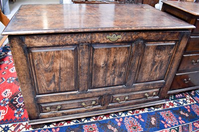 Lot 499 - An 18th century style oak 'mule chest' TV...